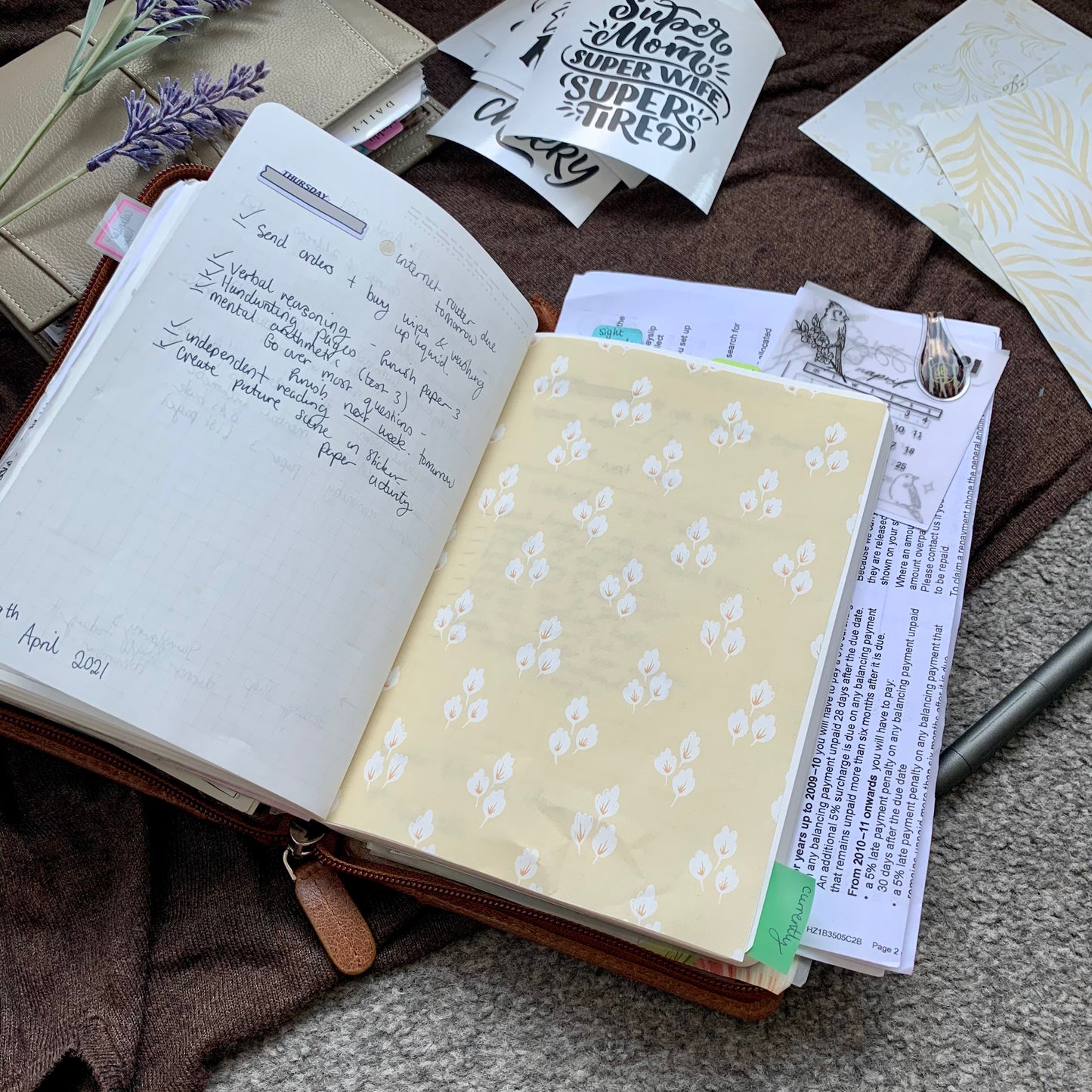 Printed Tomoe River Paper Planner Dashboards- Stacey
