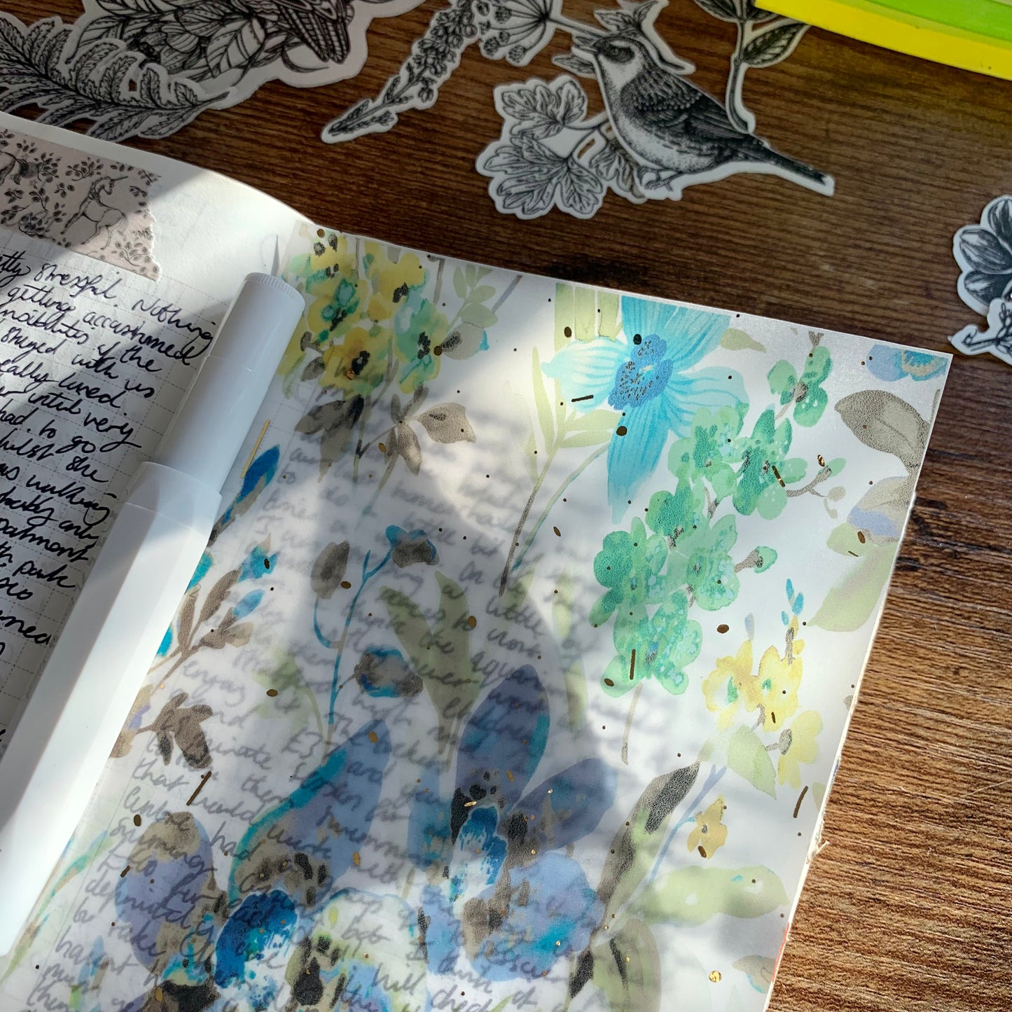 Water-colour Hand Drawn Green & Blue Florals - Vellum Planner Dashboard - Gold Foil - Winter Kiss