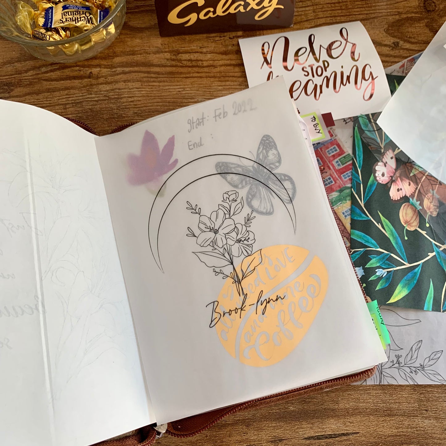 Custom Name Vellum X Acetate Planner Dashboards - Floral Moon