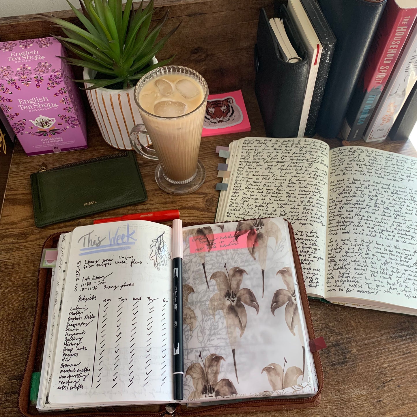 Watercolour Brown Floral Pattern - Vellum Planner Dashboard - Cherie