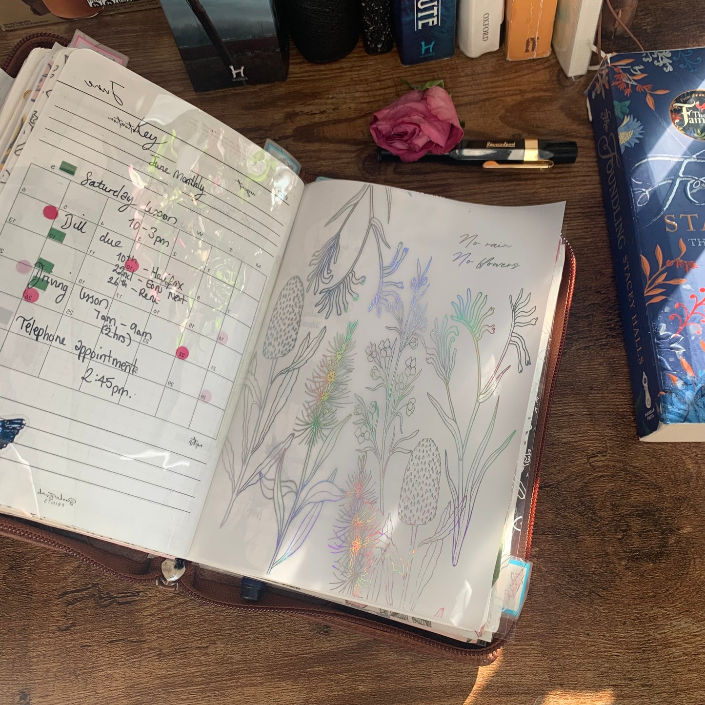 Foiled Wildflower Quote Vellum Planner Dashboard- No Rain, No Flowers