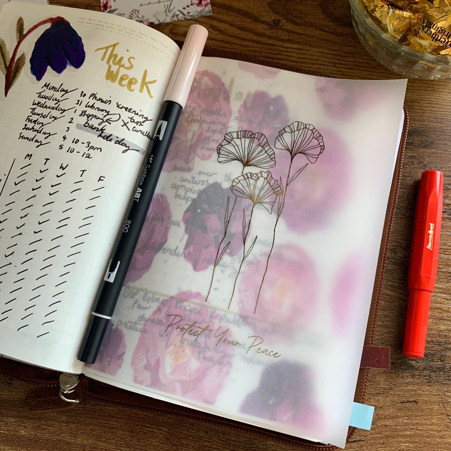 Rose Gold Foiled Quote • Vellum X Acetate Planner Dashboards - Protect Your Peace