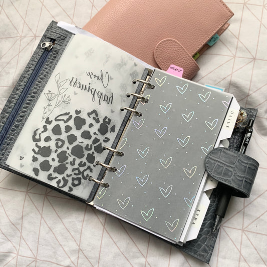 Printed Vellum Planner Dashboard- Hearts X Dots