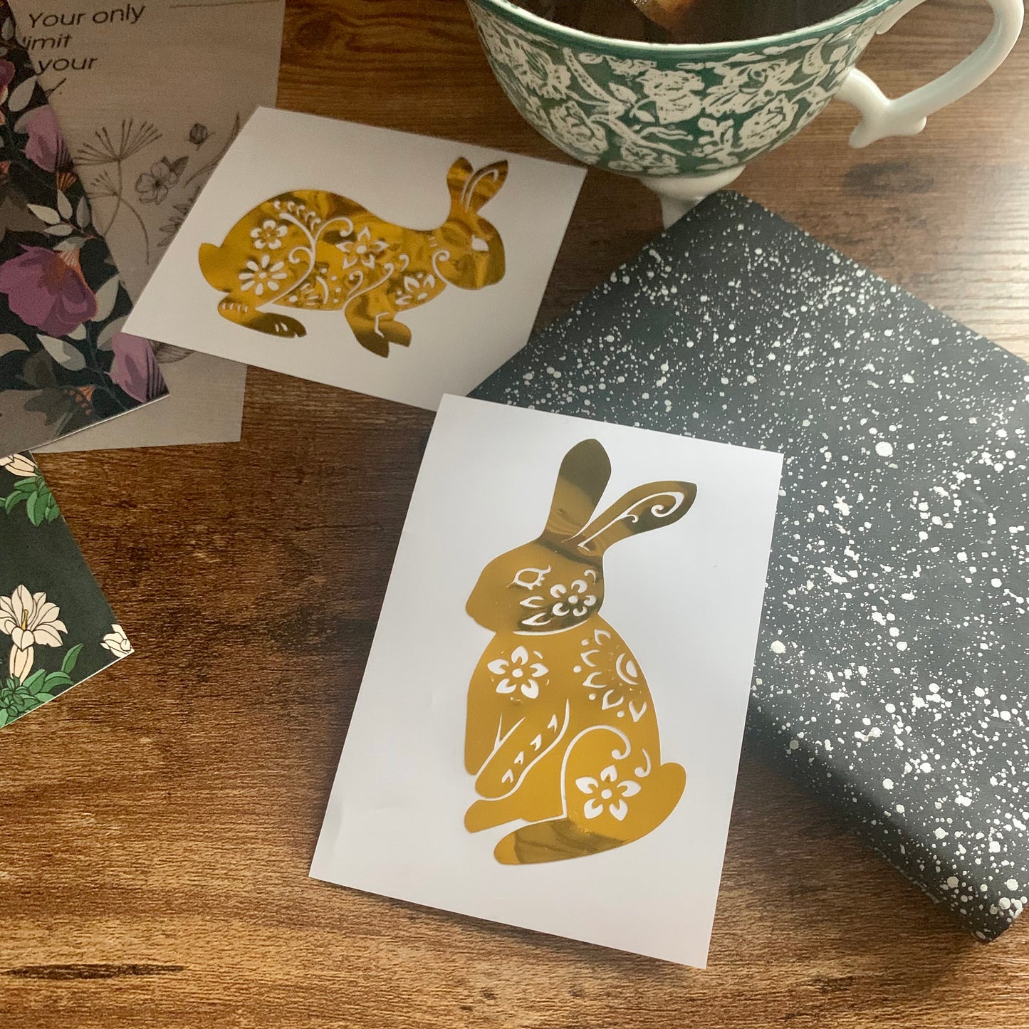 Floral Bunny 1 Vinyl Decal Sticker