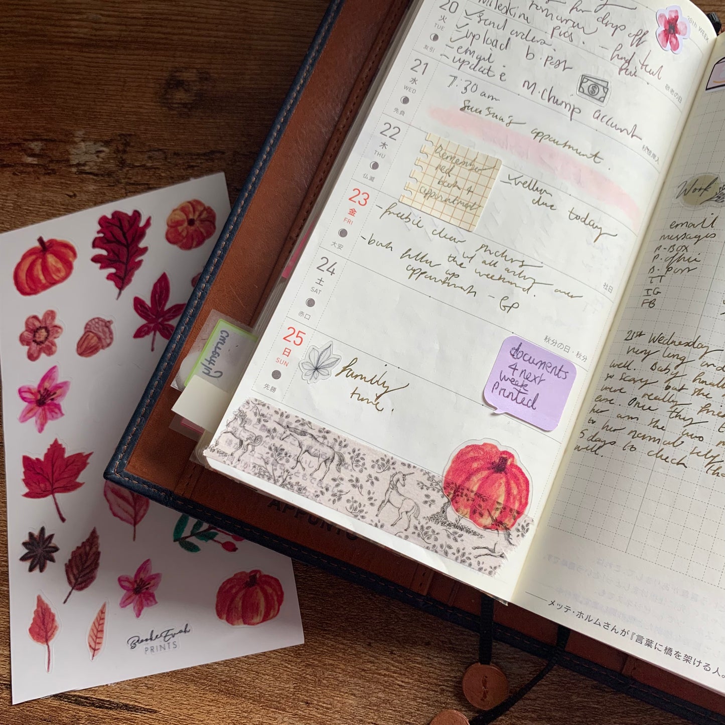 Clear Fall Stickers - Autumn Pumpkins & Flowers