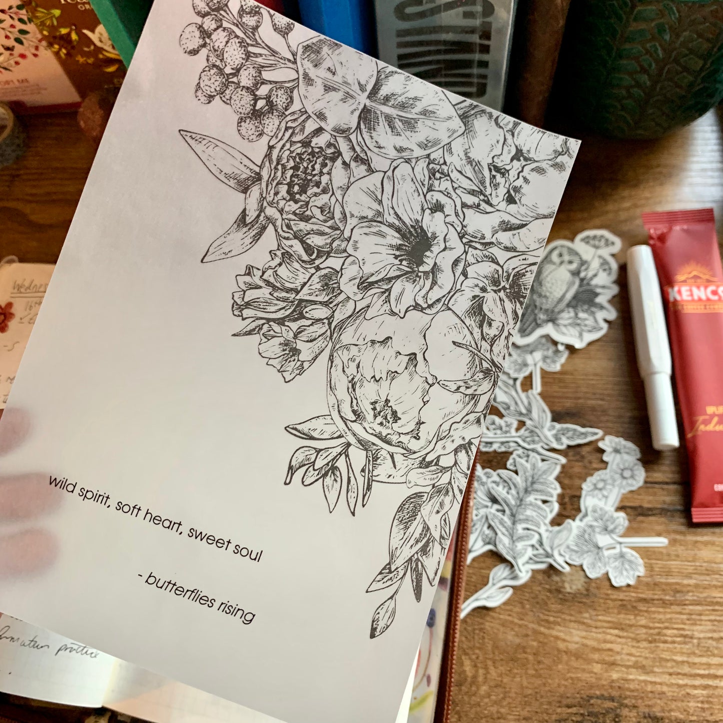 Butterflies Rising Quote Hand Drawn Floral Vellum X Acetate Planner Dashboard - Wild Spirit