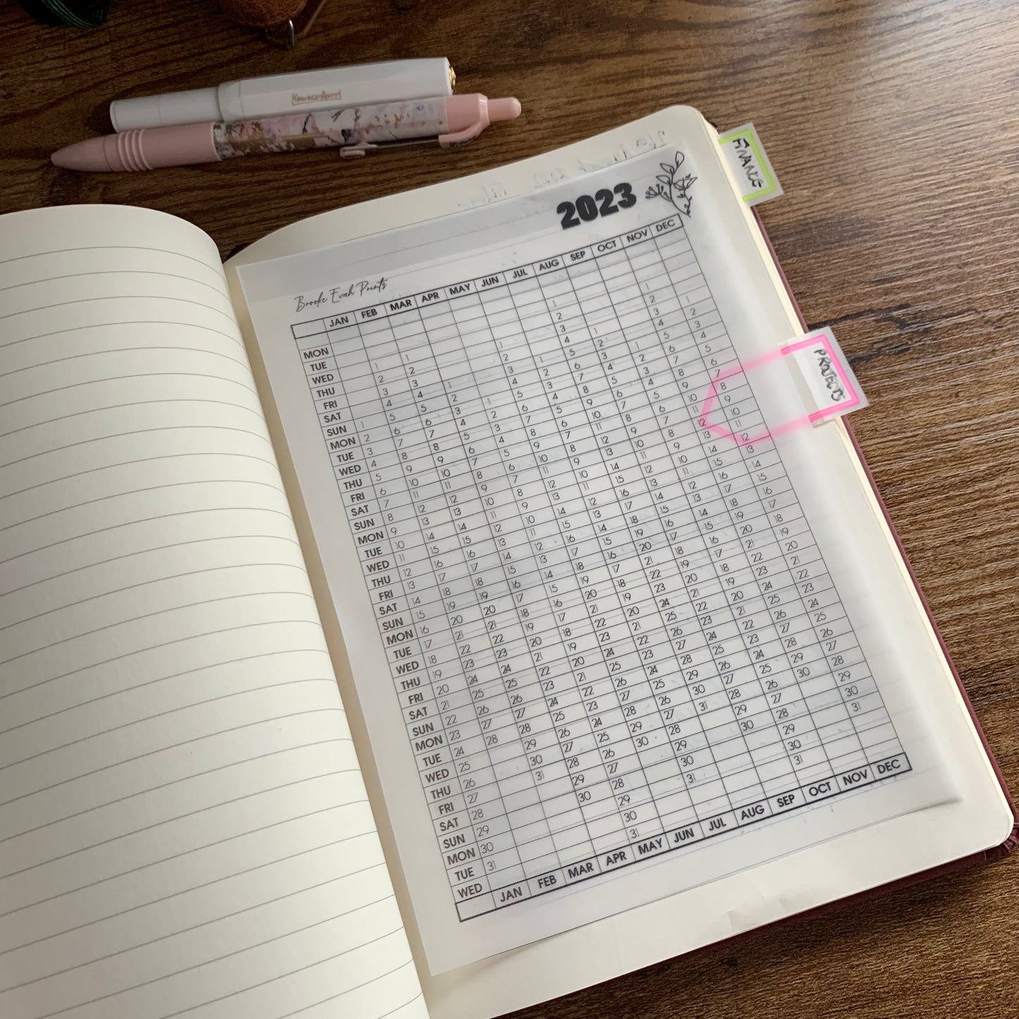 Free 2023 Year Overview Calendar - B6 Size