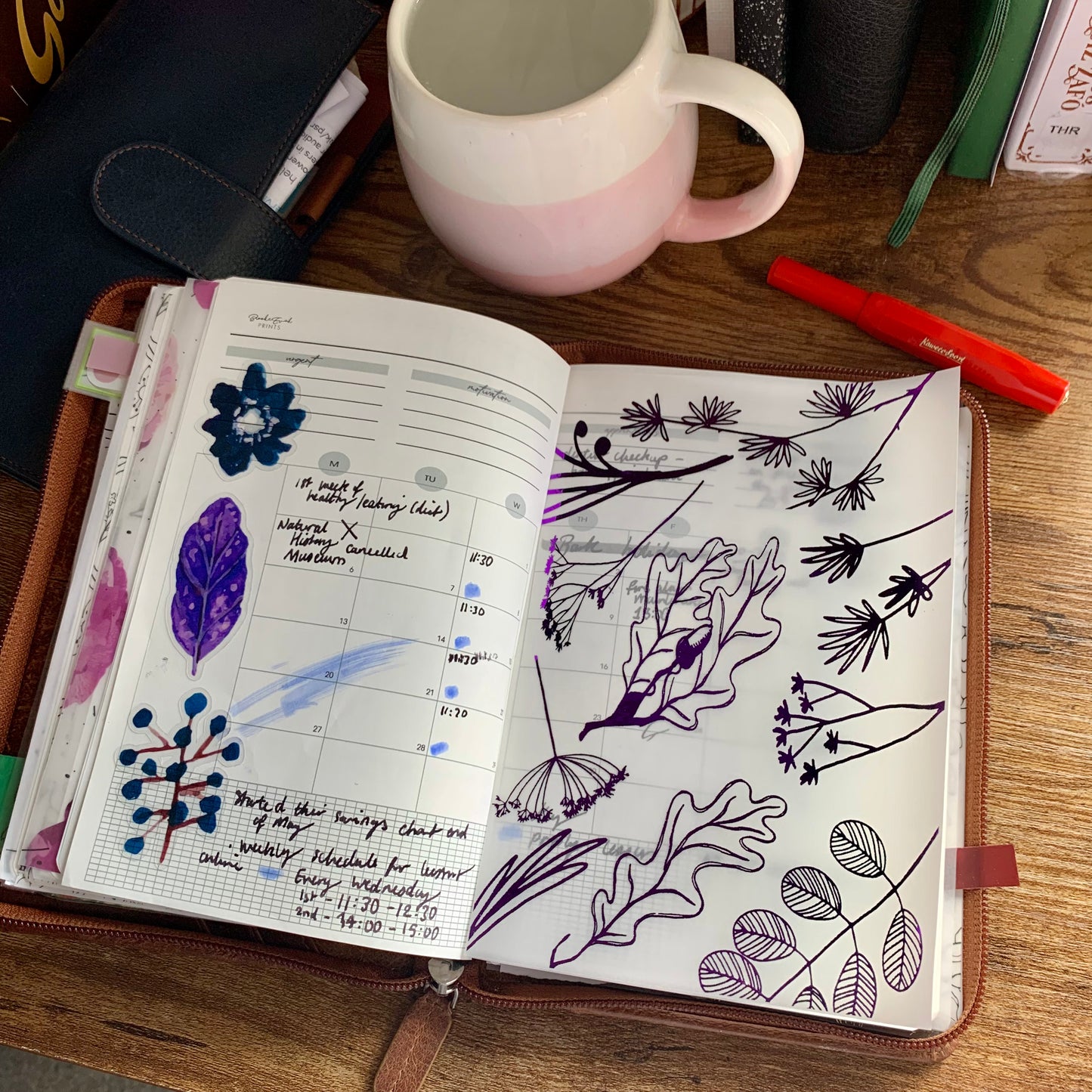 Purple Foiled Plant Sketch Vellum X Acetate Planner Dashboard - Wild Plants
