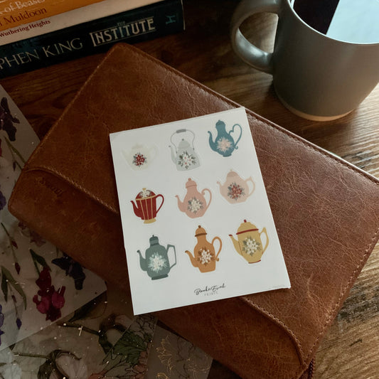 Clear Teapot Stickers  - Floral Bliss Collection