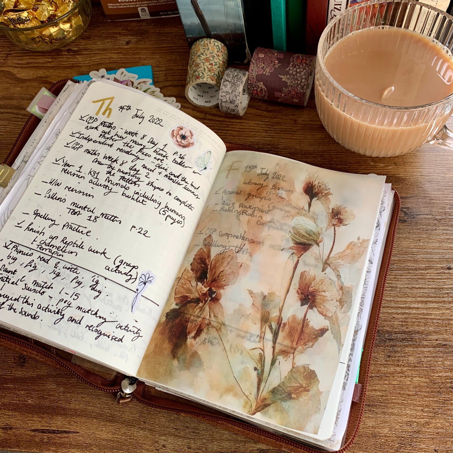 Watercolour Brown Flowers & Leaves II- Vellum Planner Dashboard - Perpetual Autumn🍂