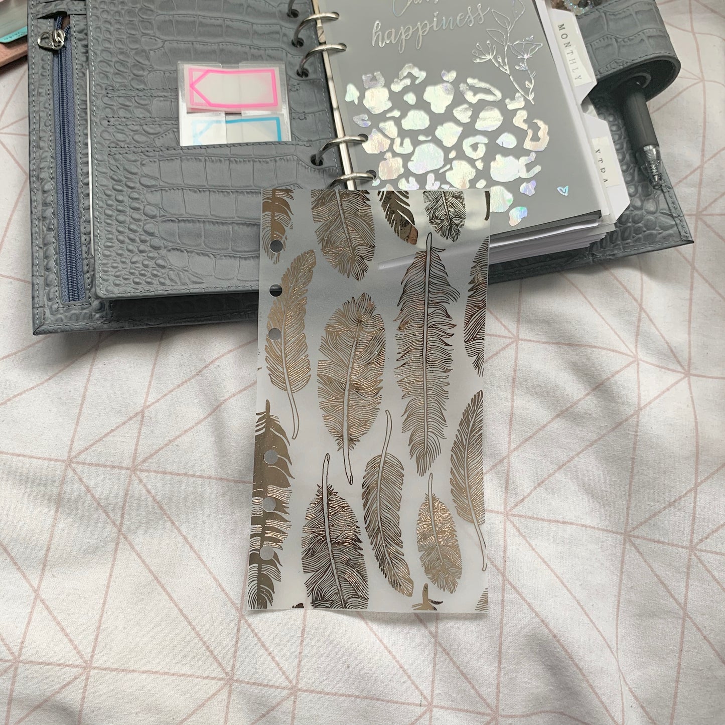 Printed Vellum Planner Dashboards - Feathers