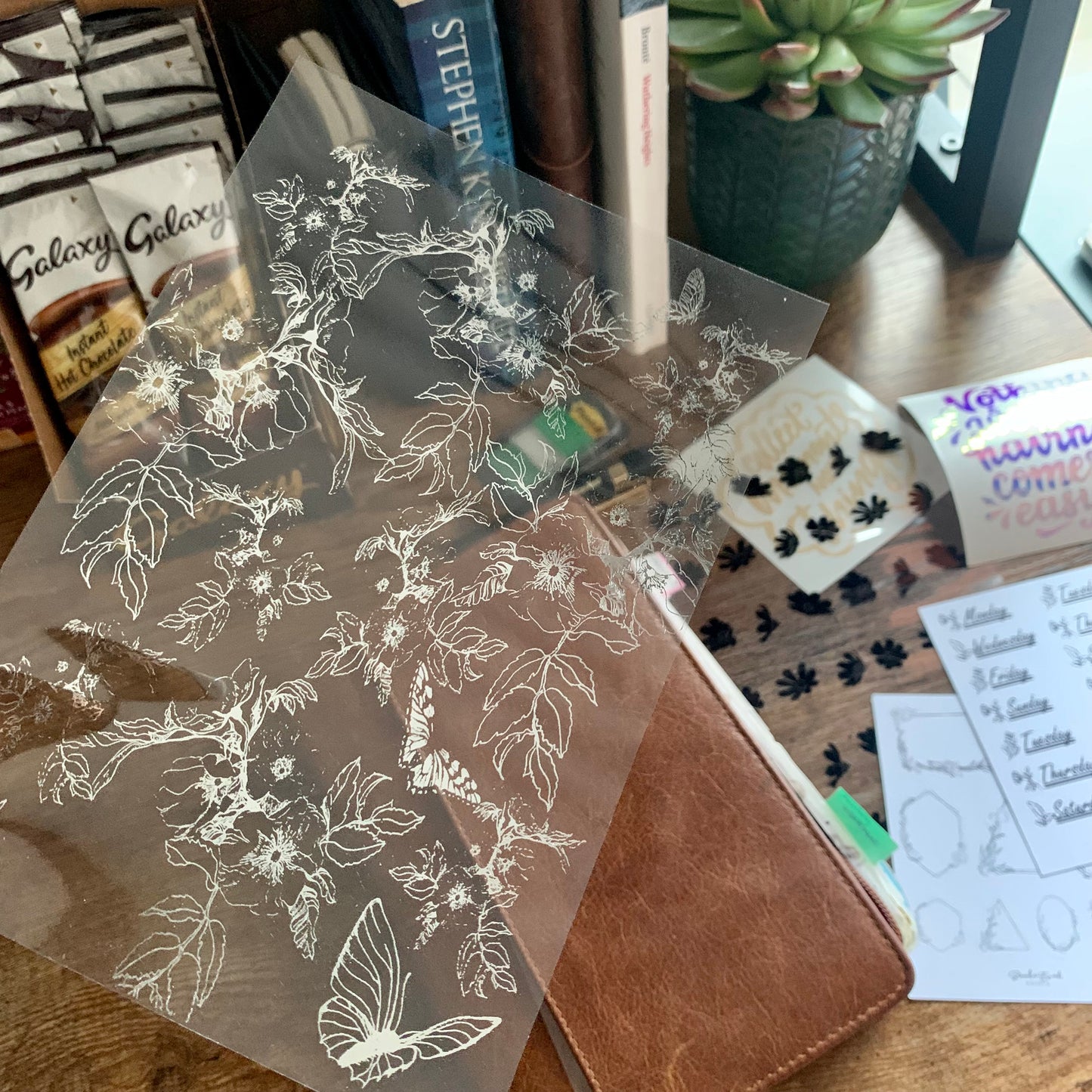 Silver Botanical Acetate Planner Dashboard - Blooming Branch