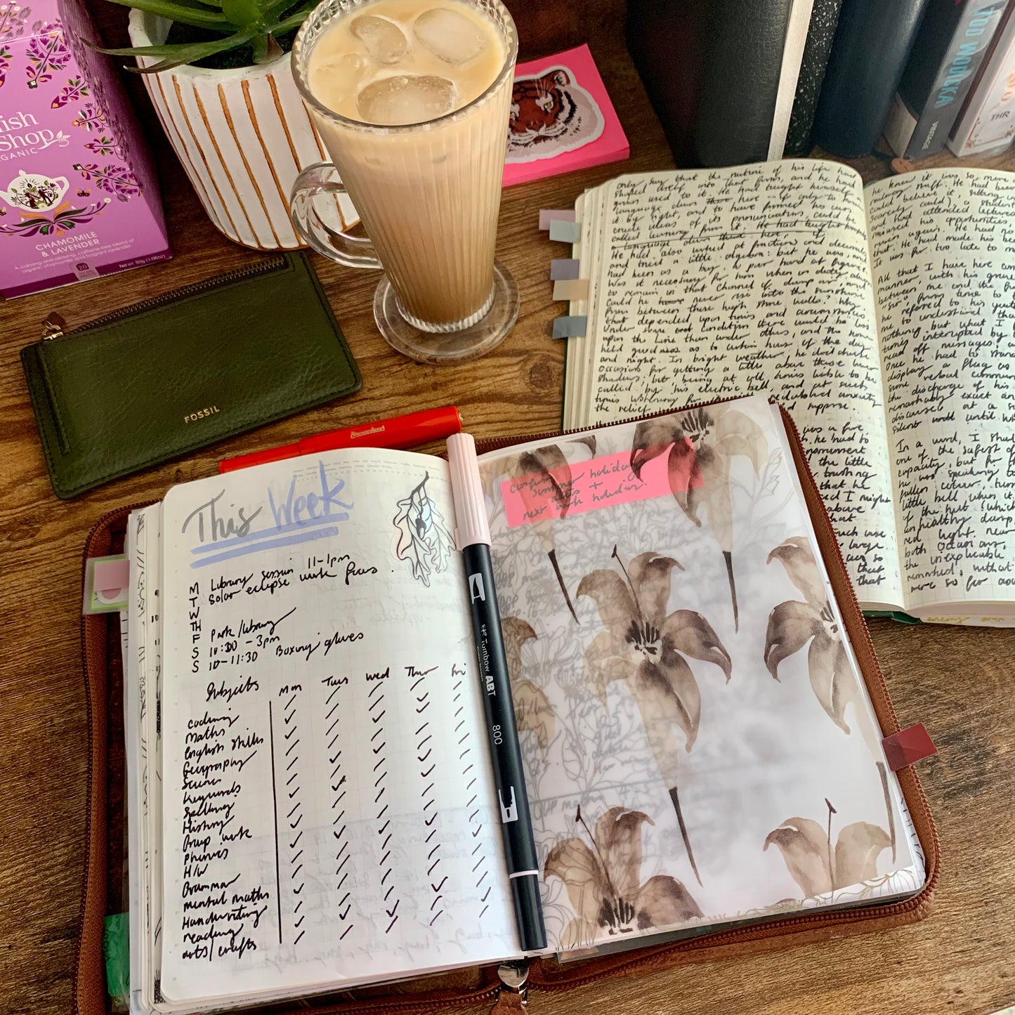 Watercolour Brown Floral Pattern - Vellum Planner Dashboard - Cherie