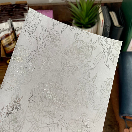 Silver Foiled Peony Floral Vellum X Acetate Planner Dashboard - Princess