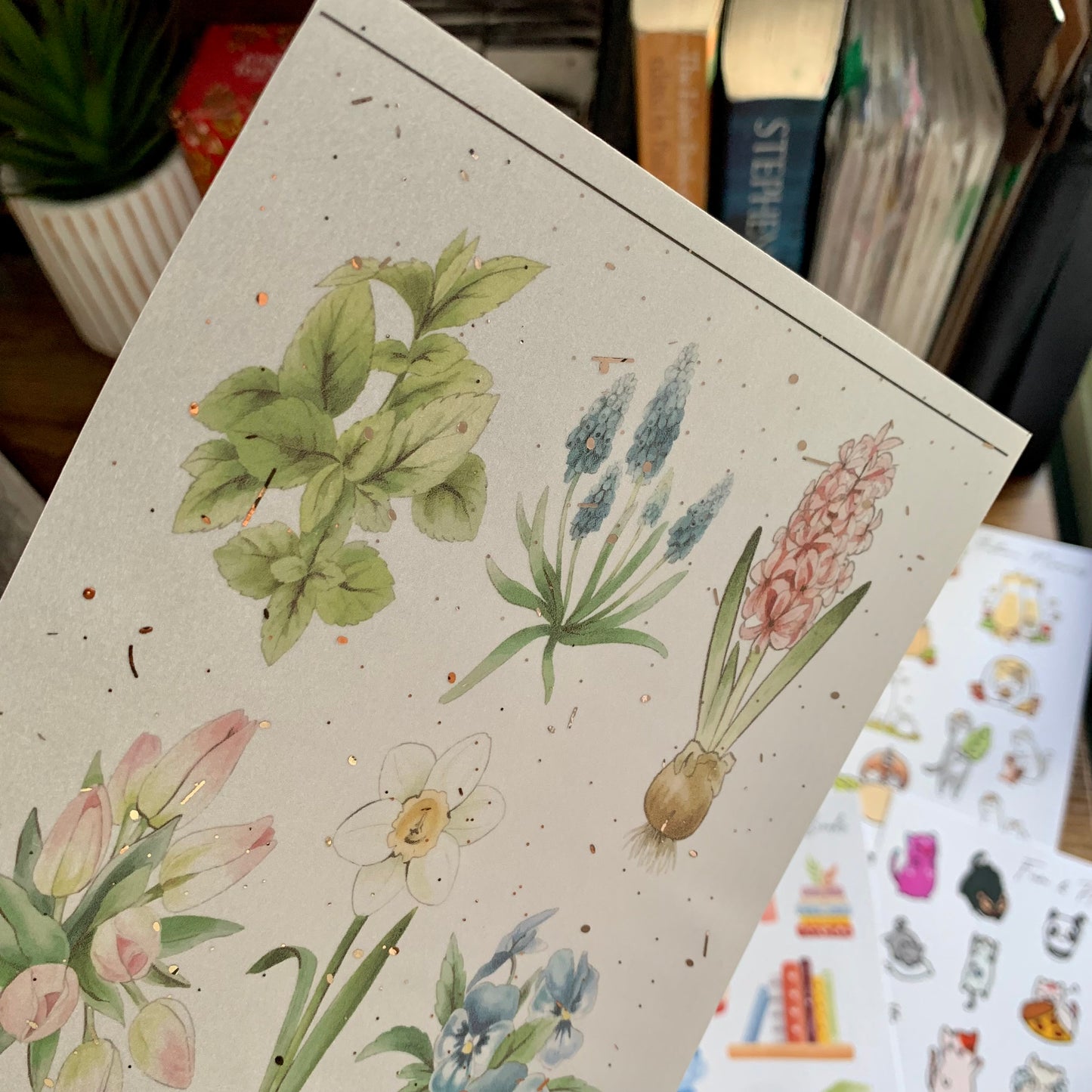 Foiled Rose Gold Vellum Botanical Plant Planner Dashboard - Frida