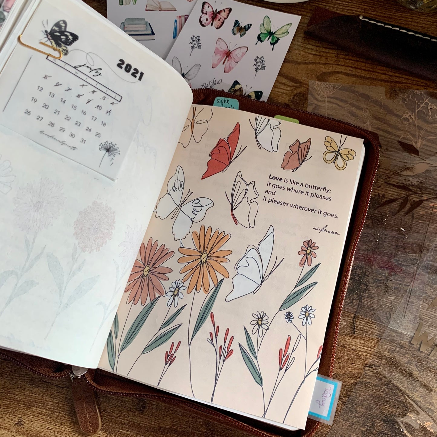 Printed Tomoe River Paper Planner Dashboards- Love is like...