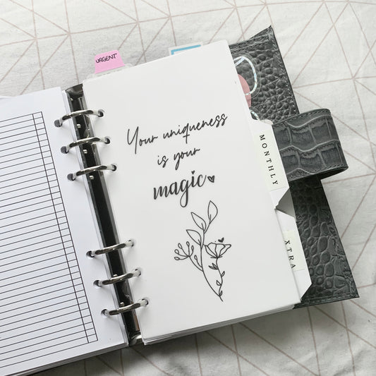 Printed Vellum Planner Dashboards - Unique