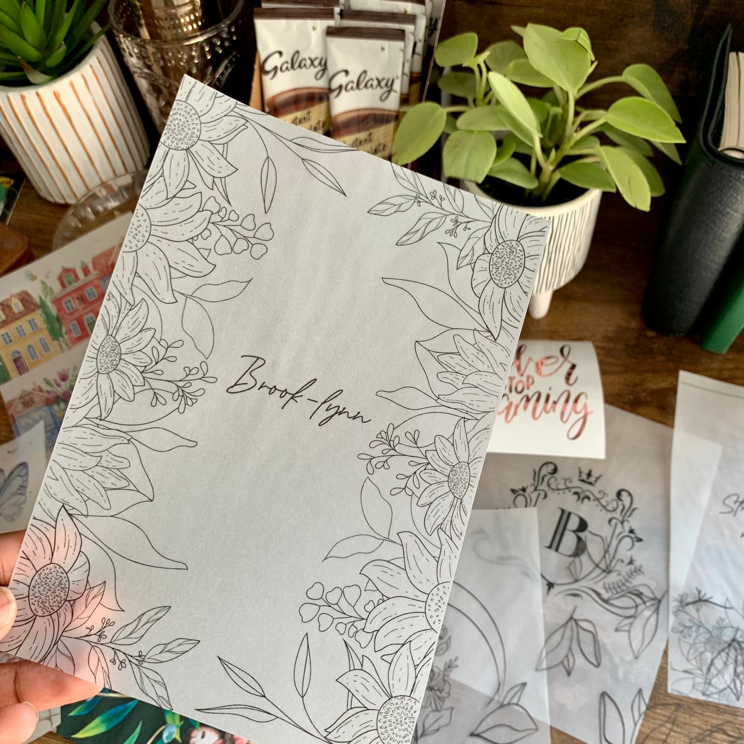 Custom Name Vellum X Acetate Planner Dashboards - Elegant Floral