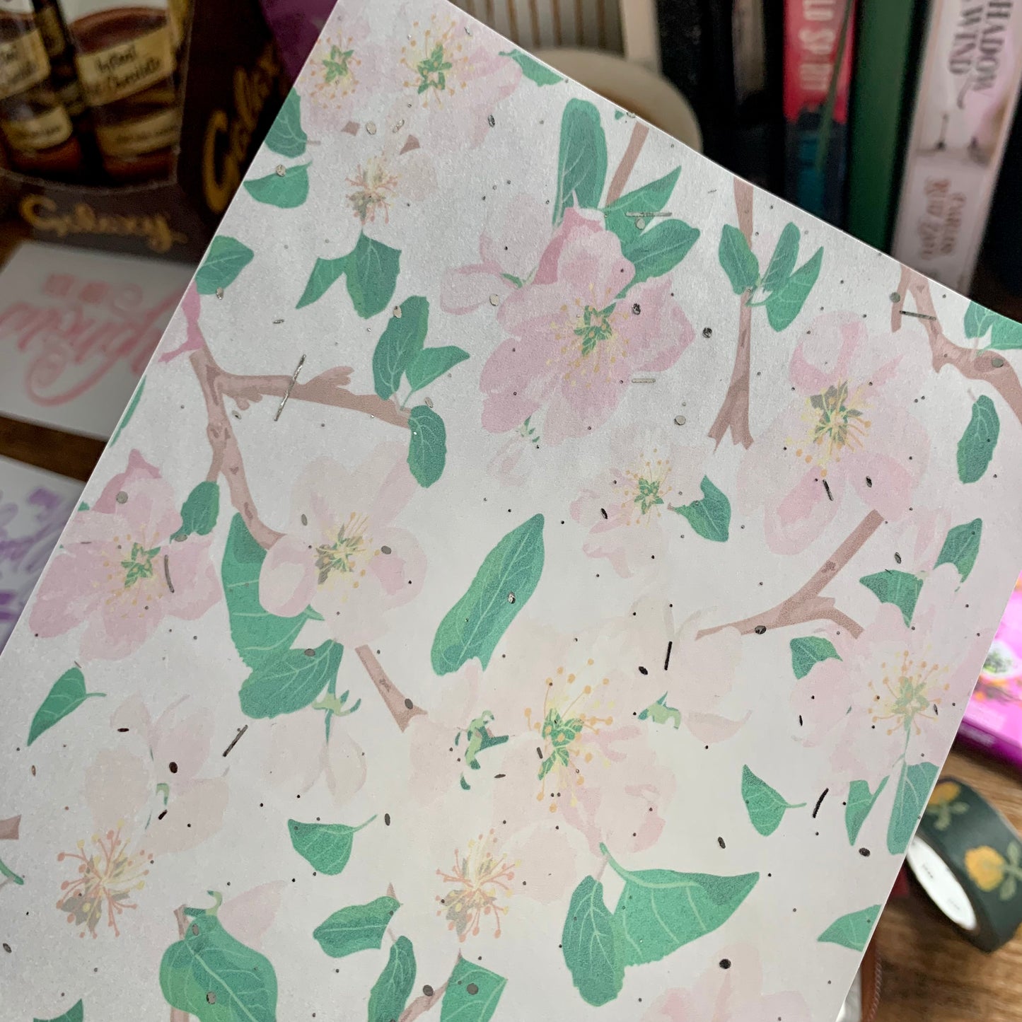 Pink & Green Watercolour Florals with Silver Foil - Vellum Planner Dashboard - Zelda