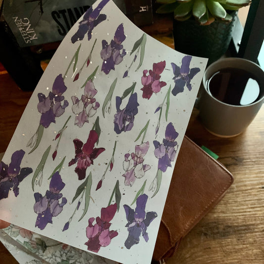 Silver Foiled flower Vellum Planner Dashboard- Iris