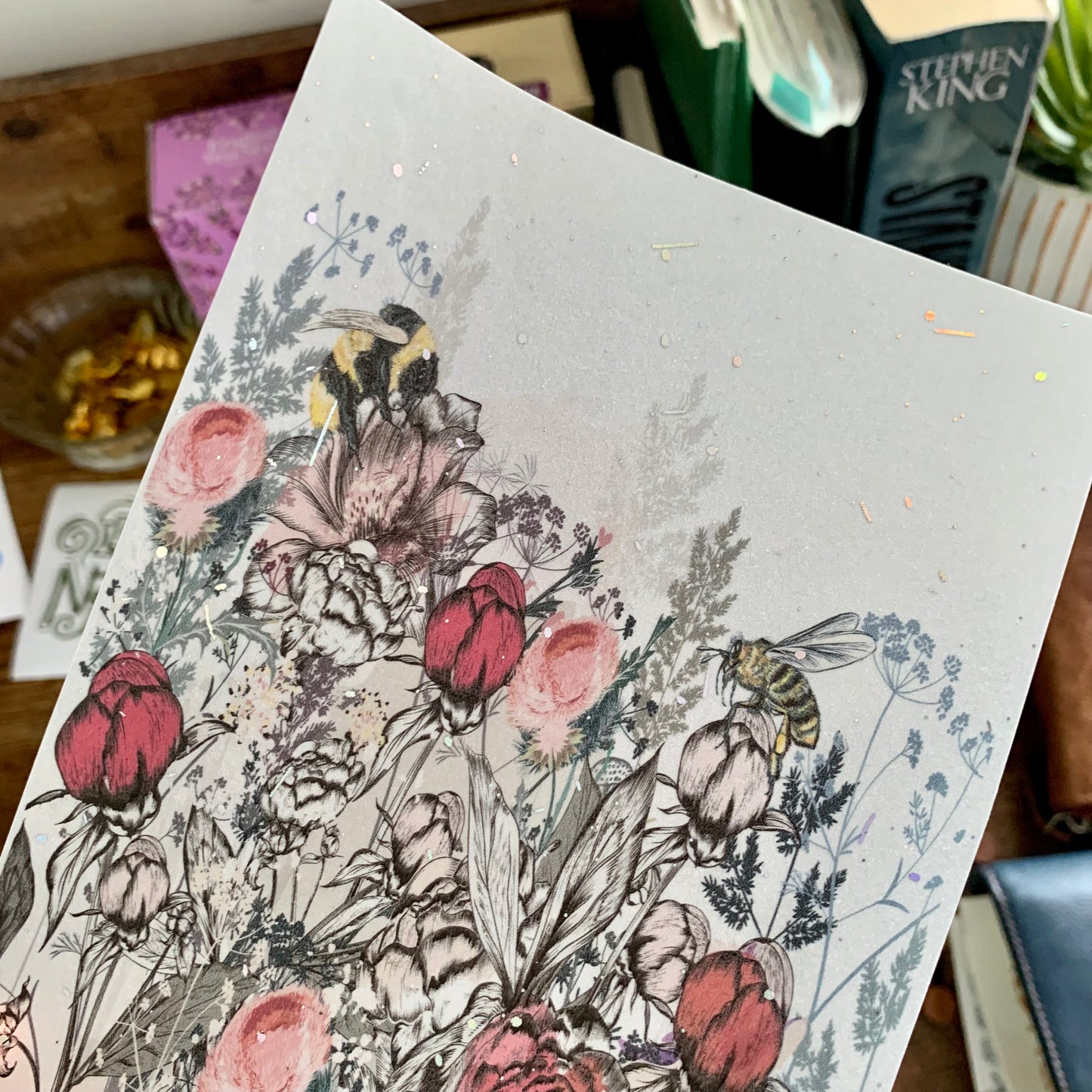 Dark Pink Hand Drawn Floral - Vellum Planner Dashboard - Iridescent Foil - Lavender Heights