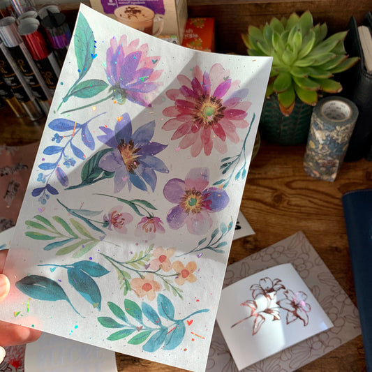 Watercolour Floral - Vellum Planner Dashboard - Holographic Foil - Jada