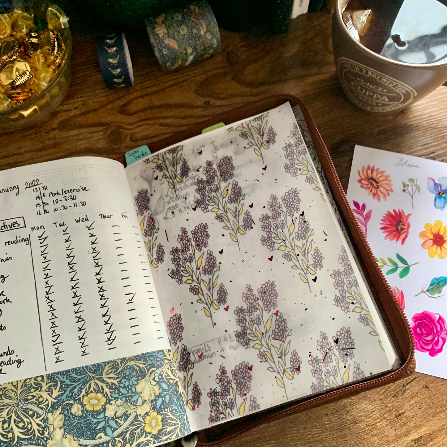 Printed Foiled Vellum Planner Dashboard- Daisy