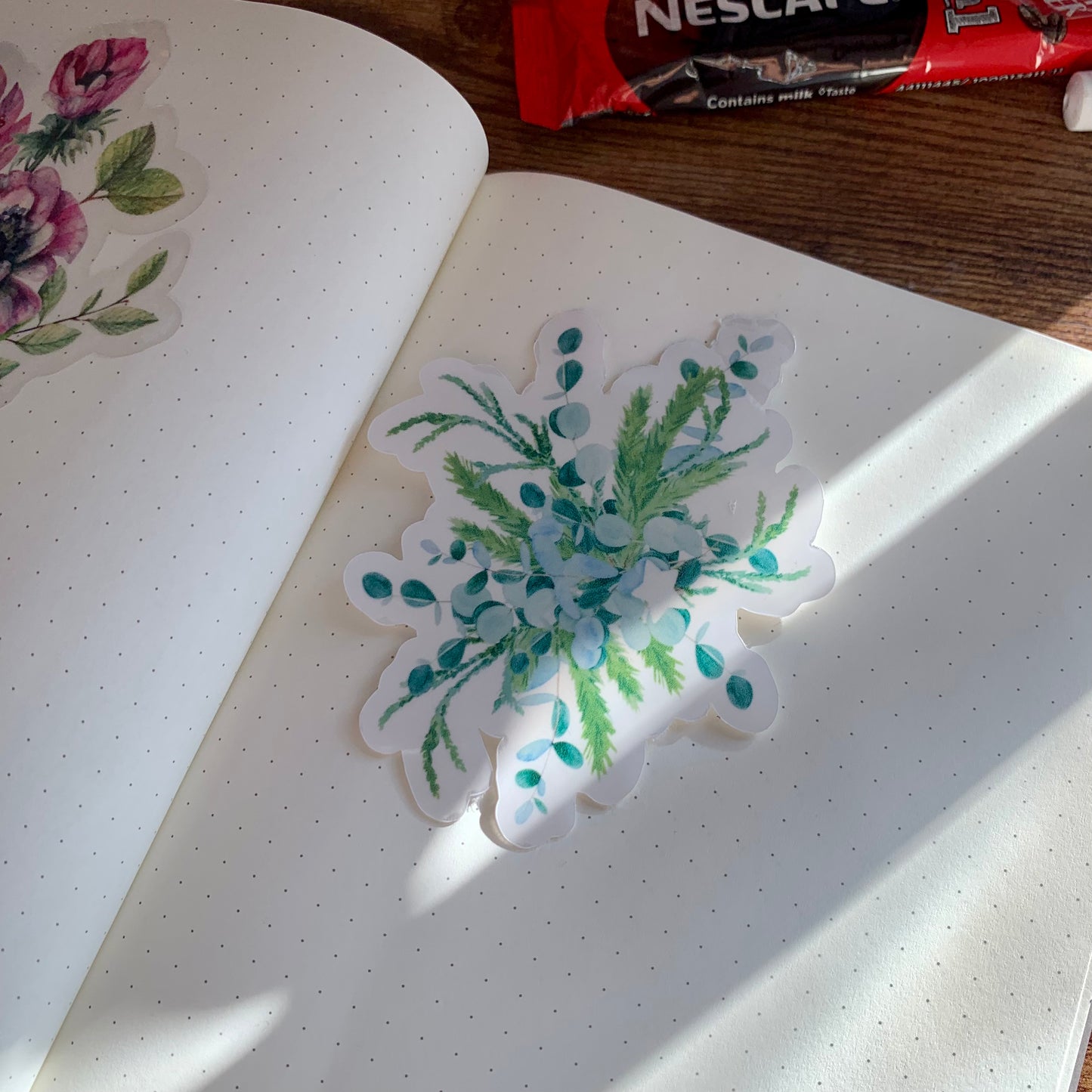 Blue & Green Water color Eucalyptus Bouquet Sticker Flake - Orphelia ✨