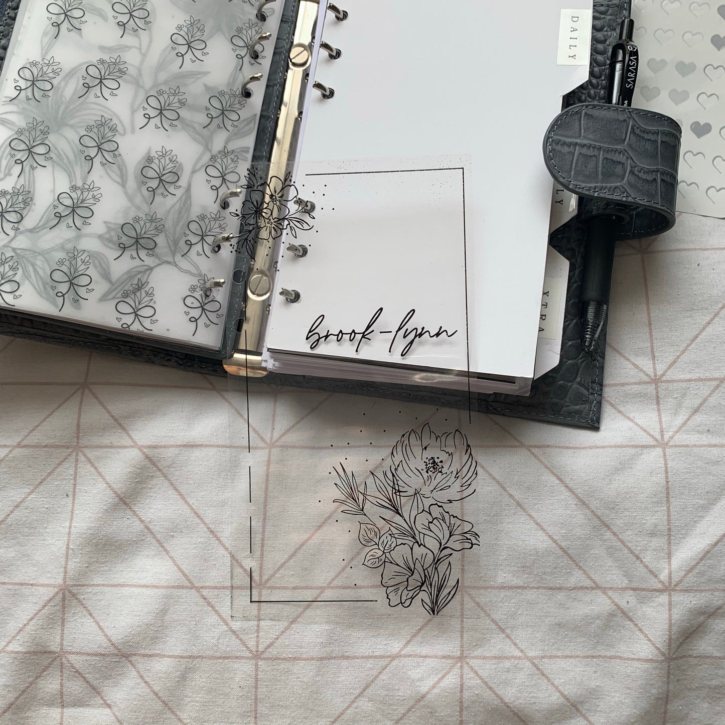 Printed Vellum Planner Dashboards Set of 4 - Butterflies, Florals, Leaves & Custom Name
