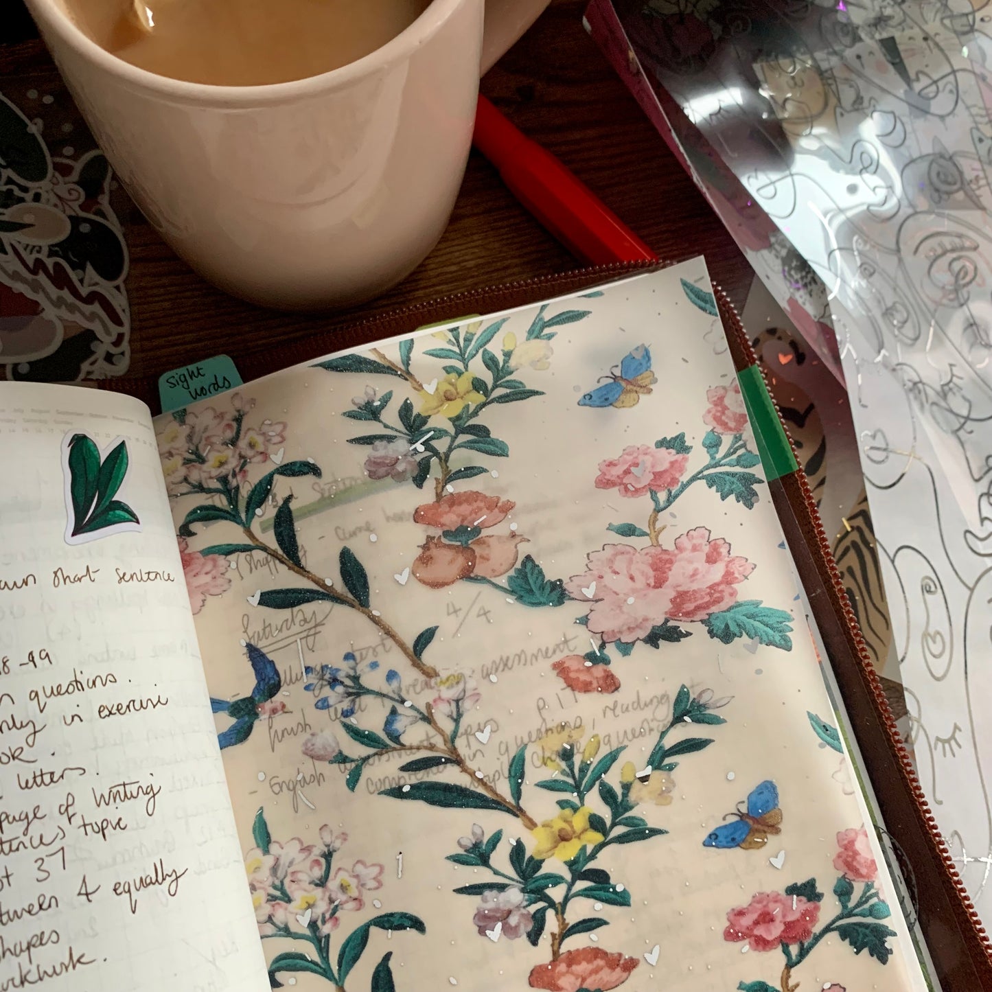 Foiled Old Vintage Floral & Birds Vellum Planner Dashboard- Margaret