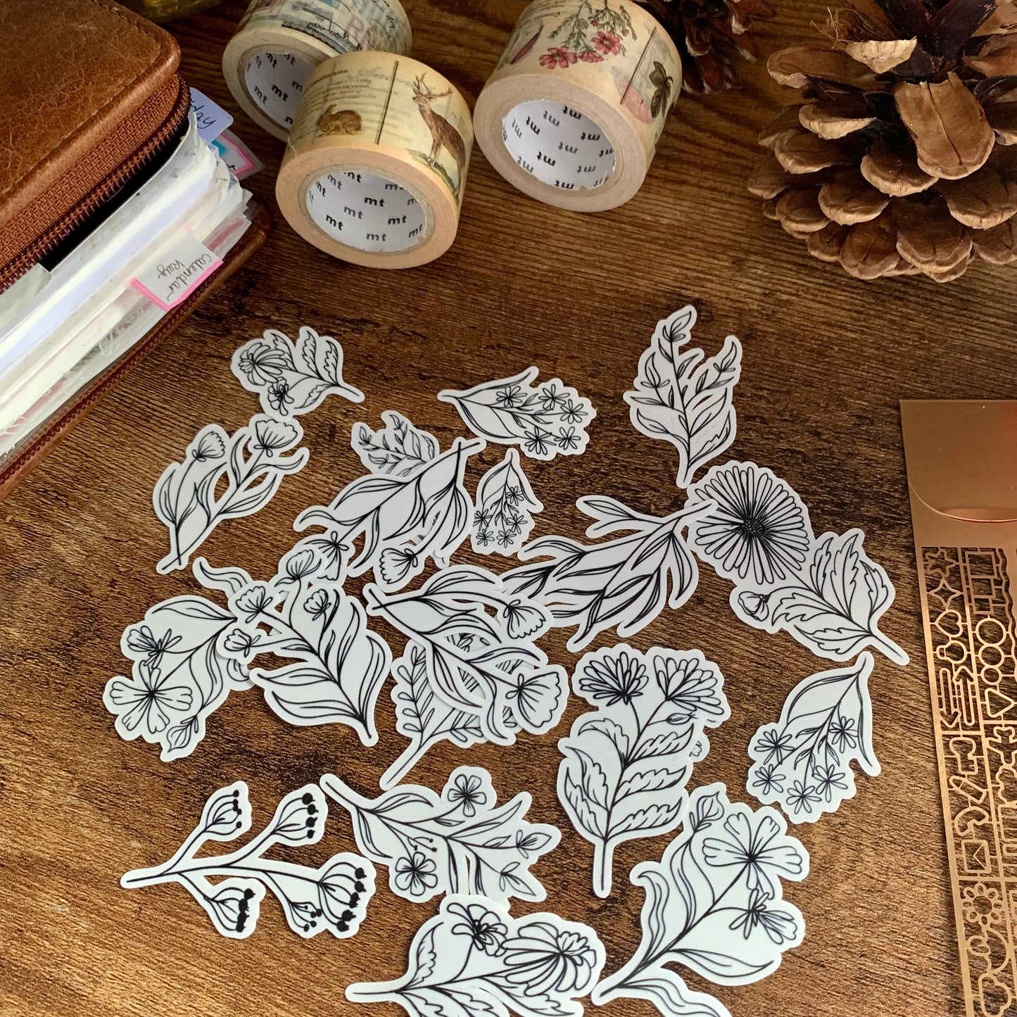 Minimal Floral Sticker Flakes - Pack of 21