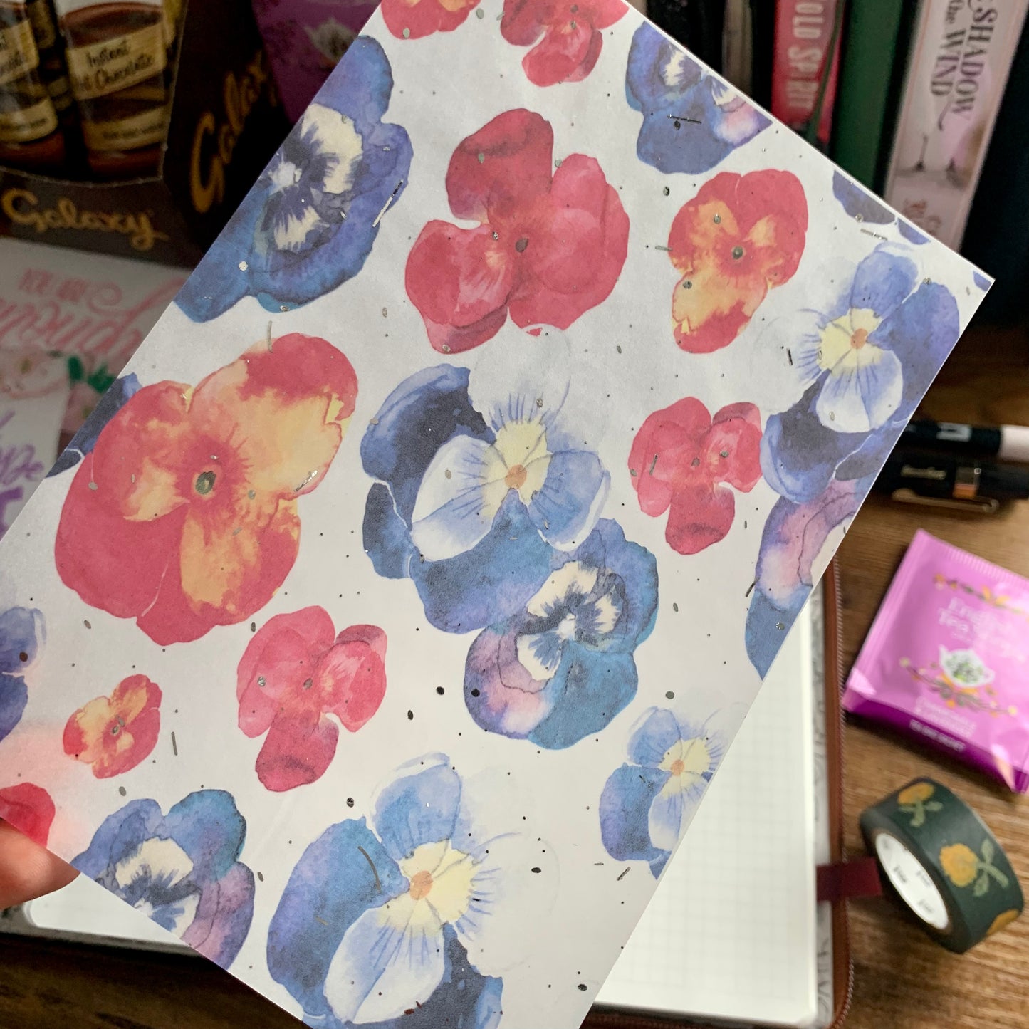 Red & Yellow Watercolour Florals with Silver Foil - Vellum Planner Dashboard - Summer Sun