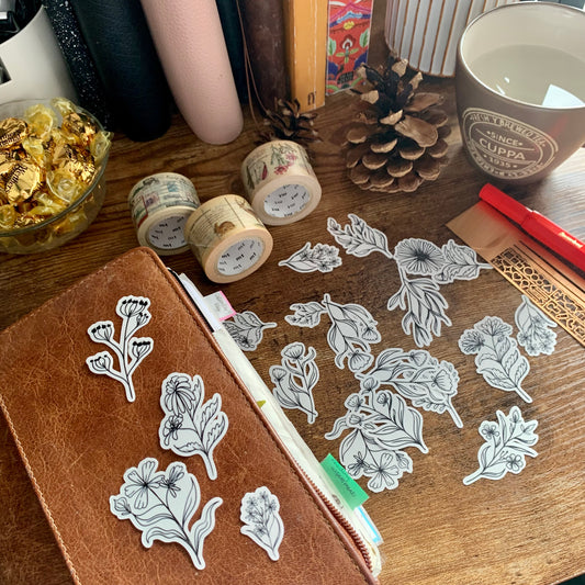 Minimal Floral Sticker Flakes - Pack of 21