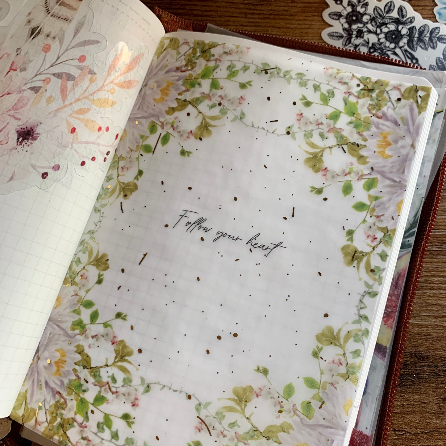 Delicate Water color Floral Hand Drawn Vellum X Acetate Planner Dashboard - Follow your heart 💖