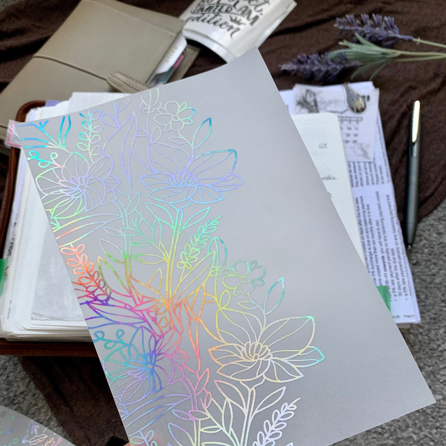 Holographic Floral Vellum Planner Dashboard - Juliet