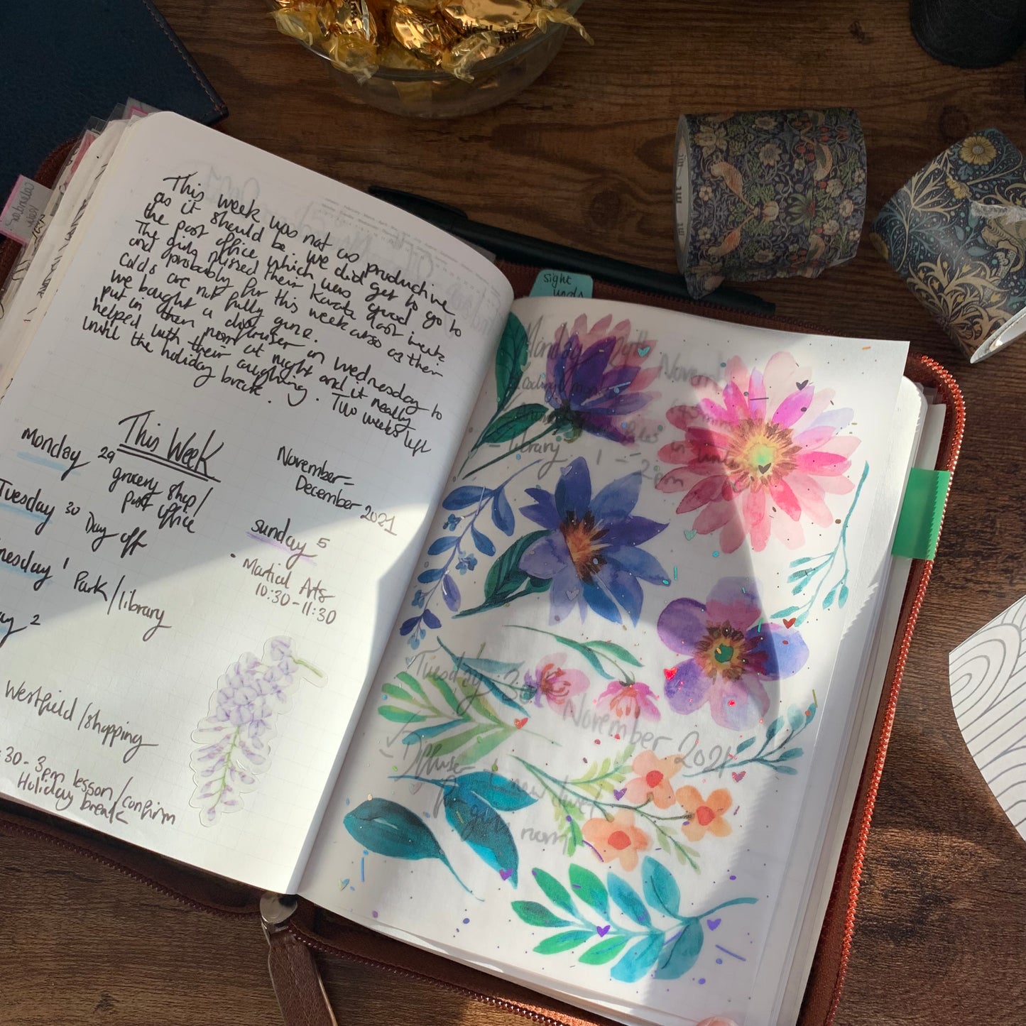 Watercolour Floral - Vellum Planner Dashboard - Holographic Foil - Jada