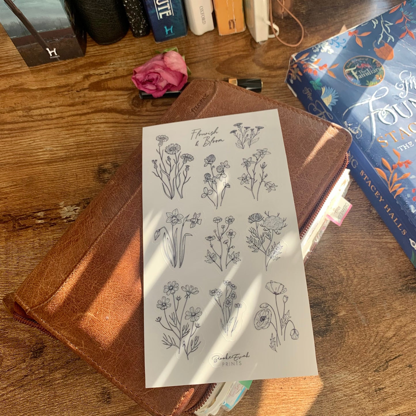 Flourish & Bloom Wildflower Sketch Stickers - Transparent Stickers