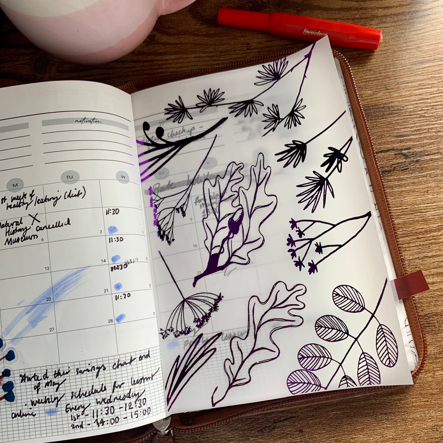 Purple Foiled Plant Sketch Vellum X Acetate Planner Dashboard - Wild Plants