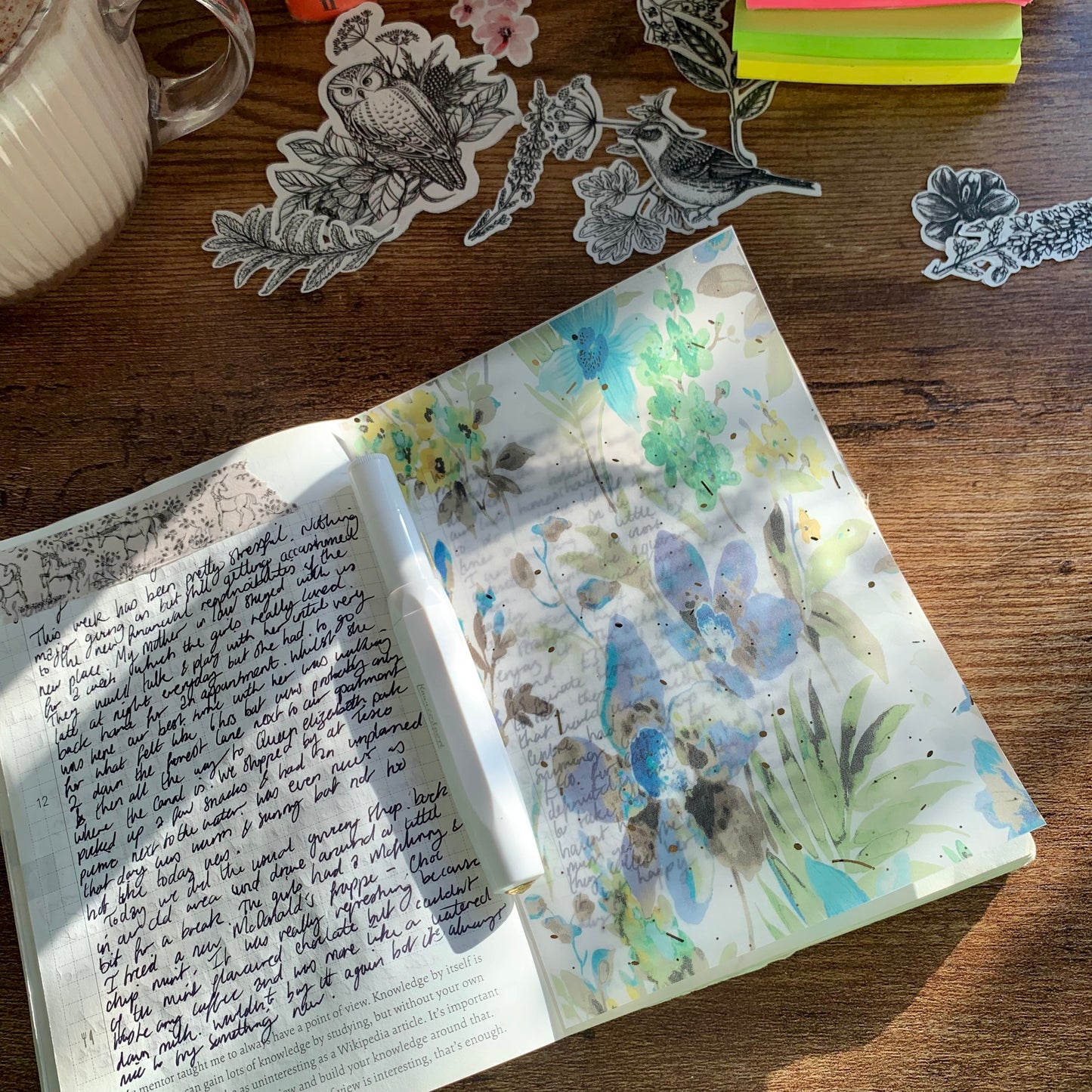 Water-colour Hand Drawn Green & Blue Florals - Vellum Planner Dashboard - Gold Foil - Winter Kiss