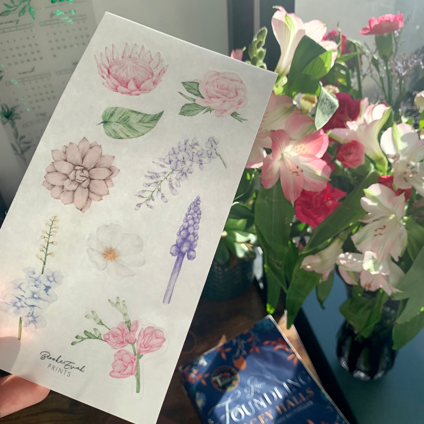 Watercolour Rose & Flower Stickers - Transparent Stickers