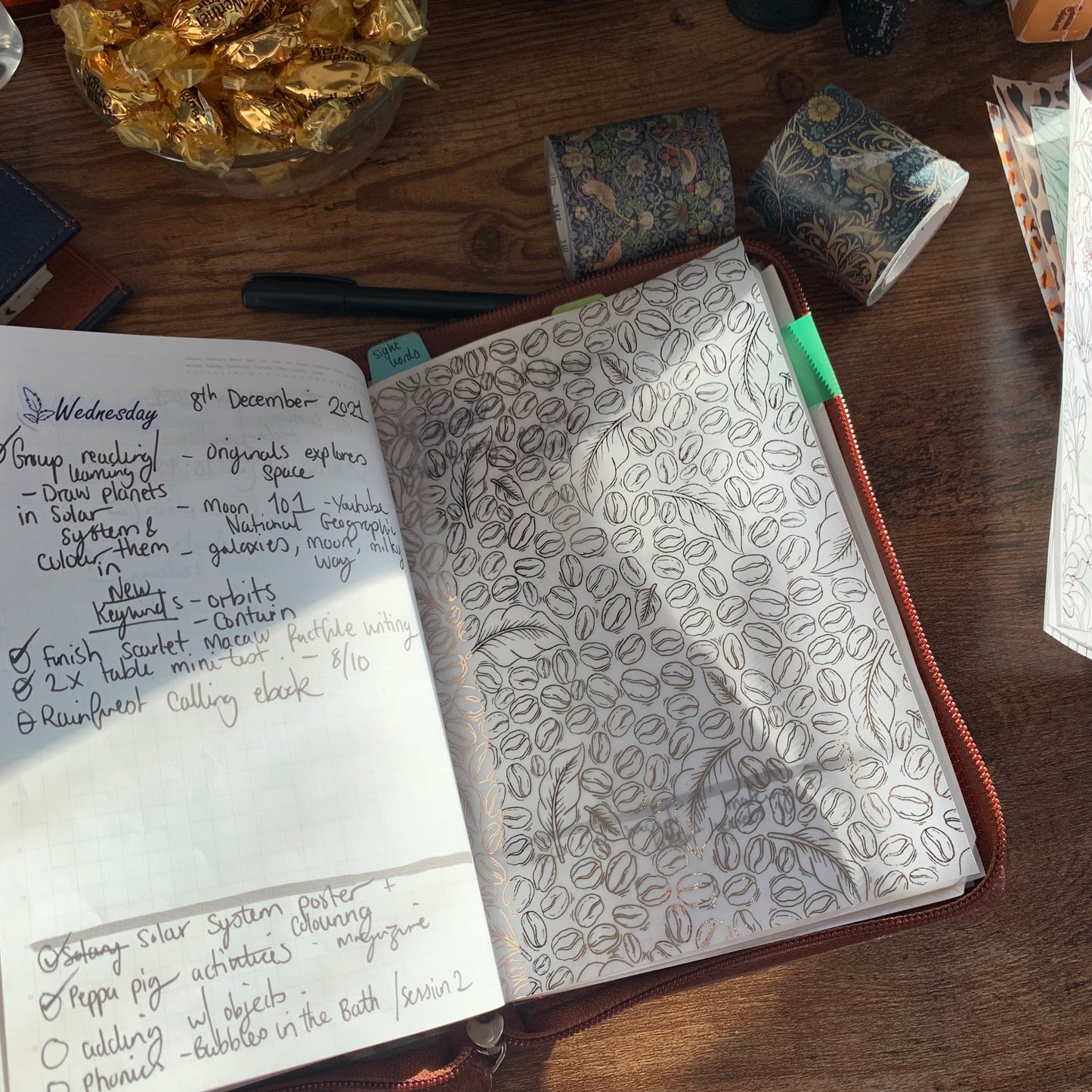Coffee Beans - Vellum X Acetate Planner Dashboard - Rose Gold Foil