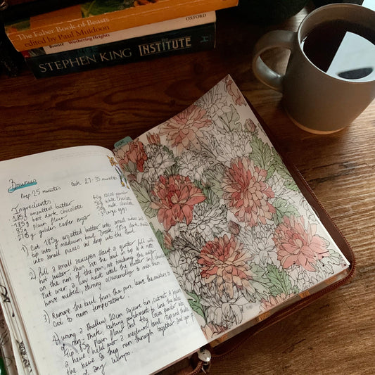 Silver Foiled Red Flower Vellum Planner Dashboard- Chrysanthemum