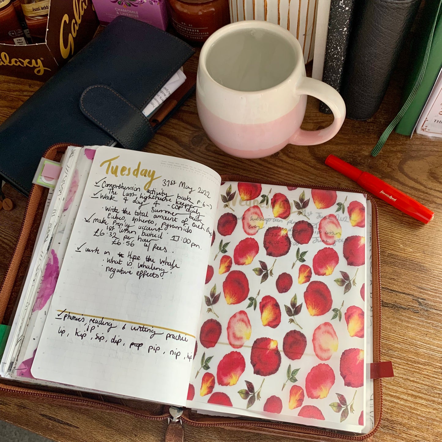 Red Rose Petals - Vellum Planner Dashboard - Romance