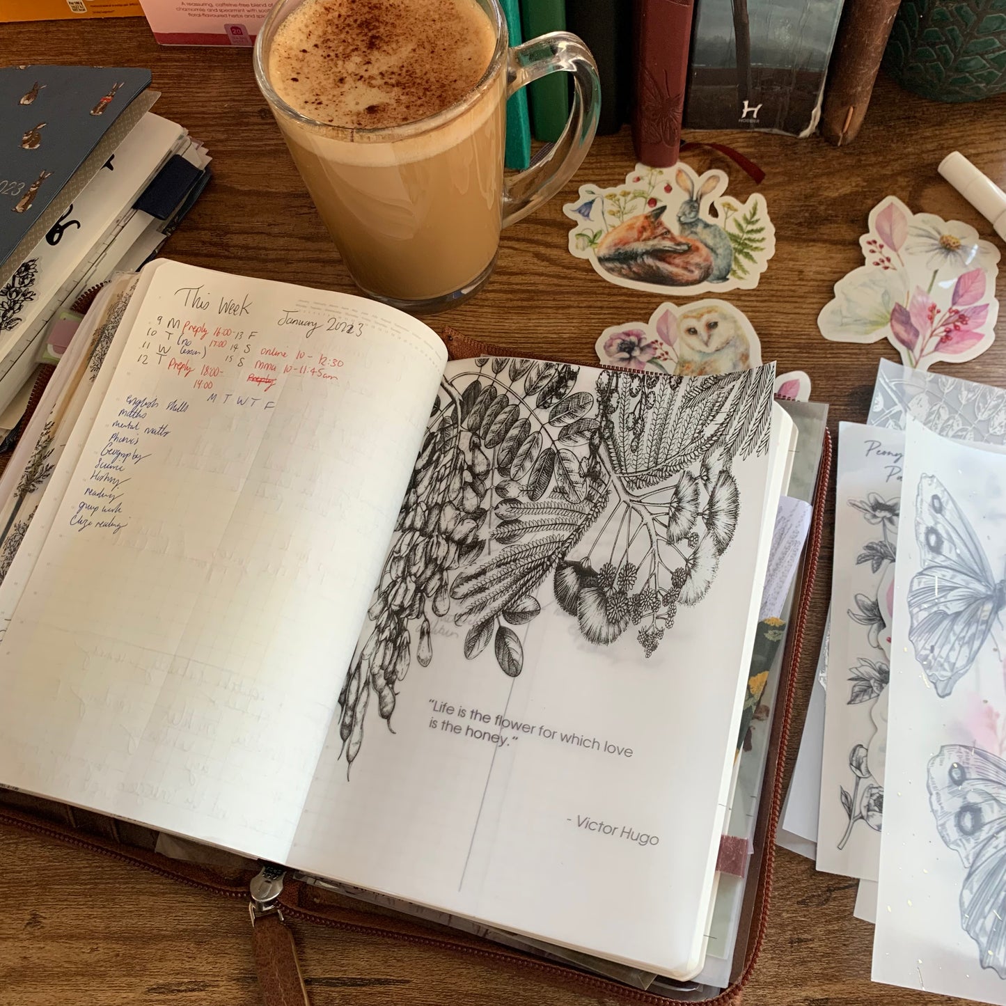Gorgeous Hand drawn Plants with Black Foil Vellum Planner Dashboard - Life is the Flower 🌹