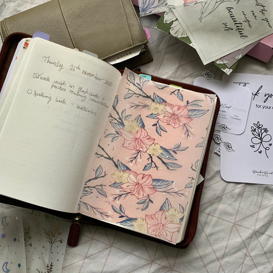 Printed Vellum Planner Dashboards - Floral Holo Pink