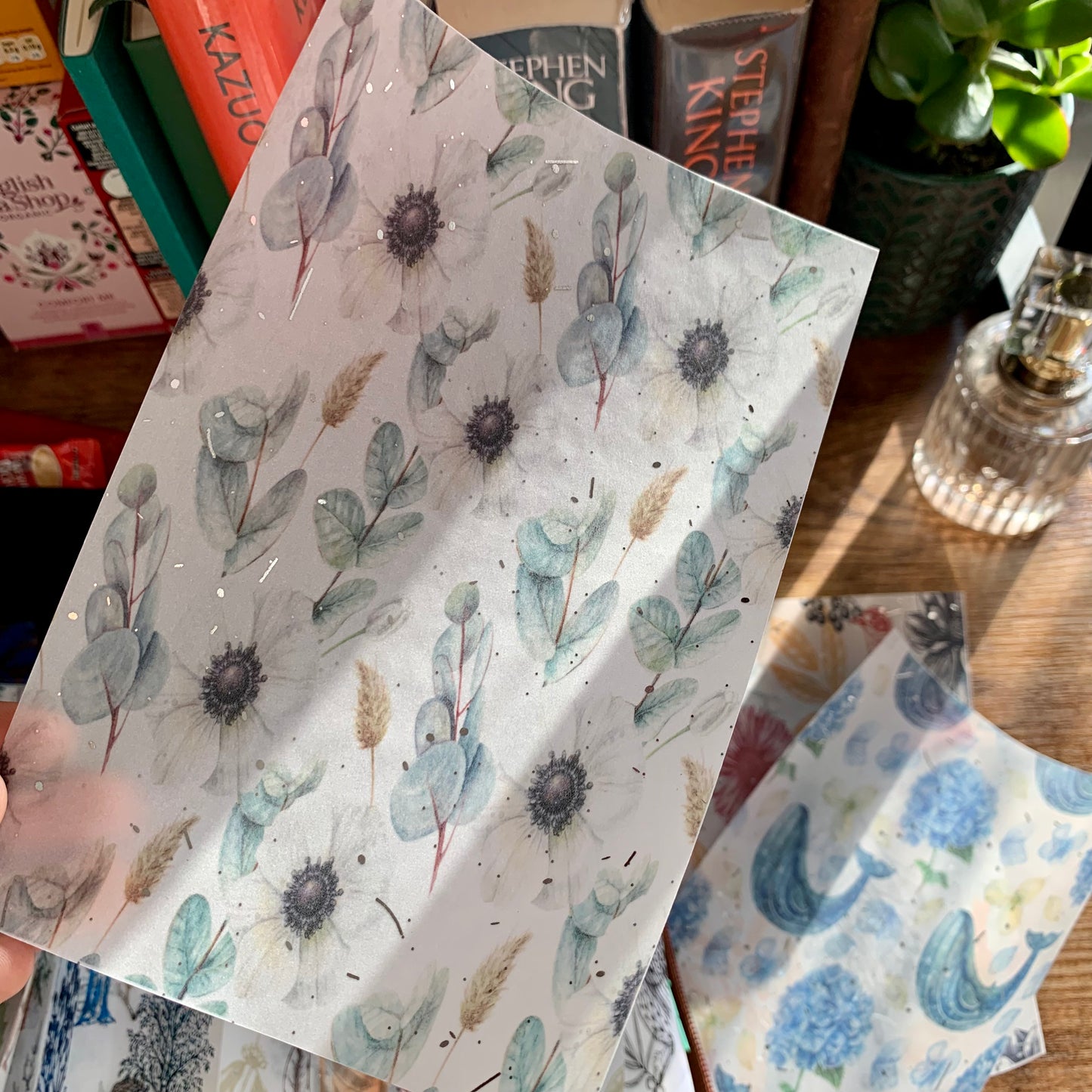 Silver Foiled Watercolour Eucalyptus & Flowers Planner Dashboard - Anemone