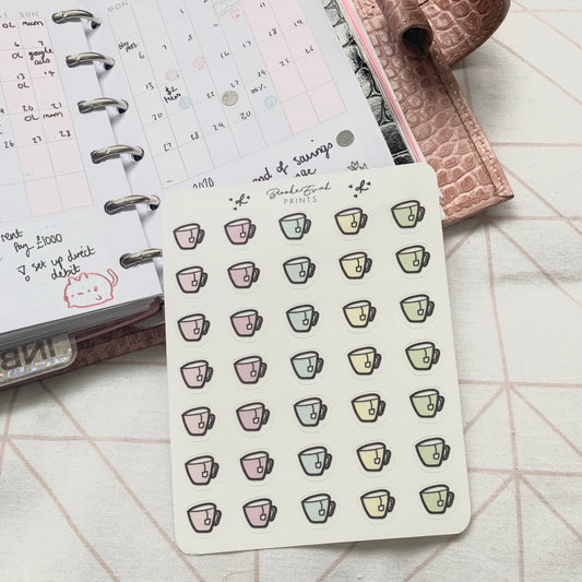 Transparent Tea cup doodle stickers