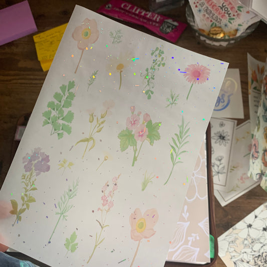 Printed Foiled Vellum Planner Dashboard- Pressed Flowers