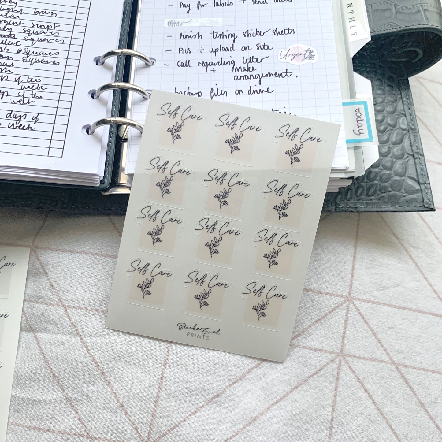 Transparent Self care X Journal Stickers