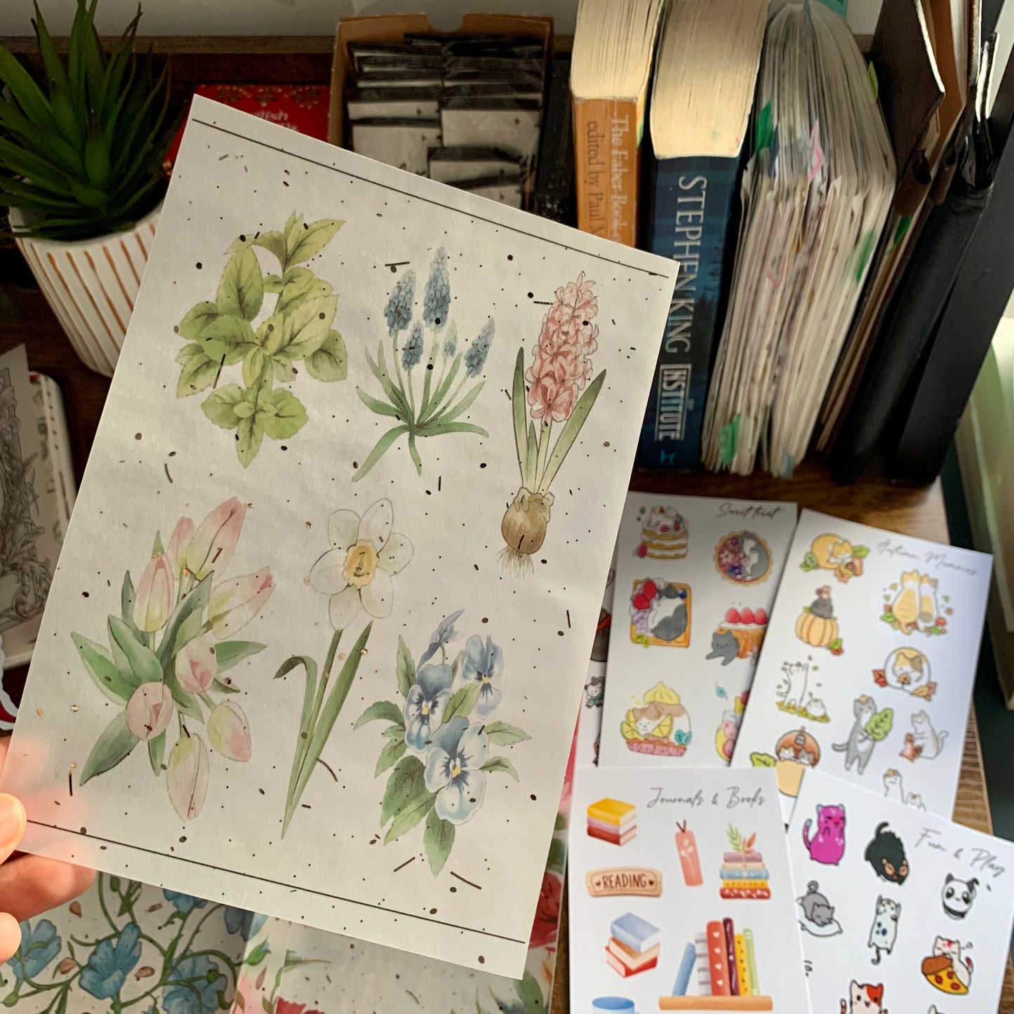 Foiled Rose Gold Vellum Botanical Plant Planner Dashboard - Frida